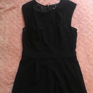 Black Romper with Lace Back
